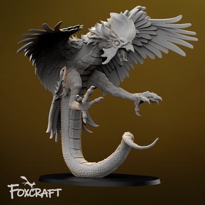 great cockatrice game foxcraft monster large diorama fight fantasy creature adventure tabletop dungeons dnd dragons mini battle hunter adventurer 3d print model - Mito3D
