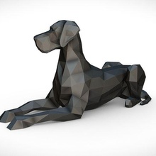 great dane lying art dog print lowpoly 3dprint animal miniatures sculpture statue toy 3d print model - Mito3D