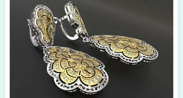 grande orecchino e1 braccialetto solitario squillare gioielleria diamante gioielli zaffiro oro carattere nozze arte 3d print model - Mito3D