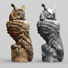 große gehörnte Eule Kunst Tiere Vögel Beute 3d print model - Mito3D