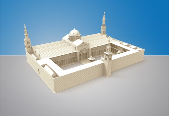 génial mosquée of damas syrie miniworld3d miniworld l'histoire historique bâtiment islam islamique moyen orient arabe omeyyade omeyyade point repère 3d print model - Mito3D