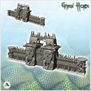 great orc wall shooting platforms wooden battlements 2 - ork green horde fantasy beast chaos demon ogre building architecture tabletop miniatures scenery wargame game terrain house accessories warrior rings lotr medieval orcus evil savage waaagh grunt 3d print model - Mito3D