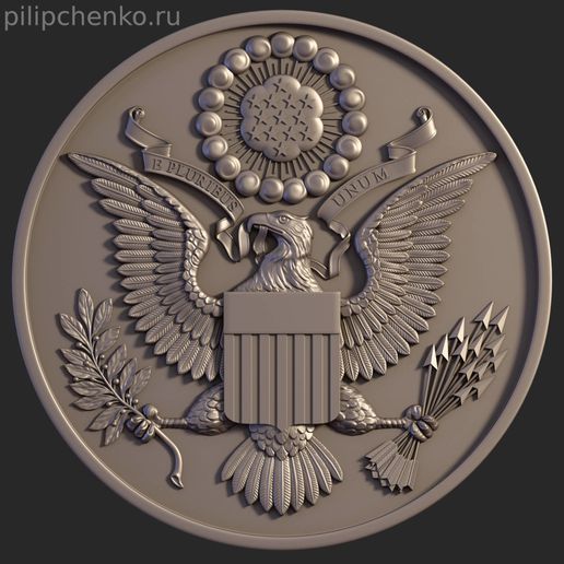 great seal united art usa america logo symbol coat arms 3D print model - Mito3D