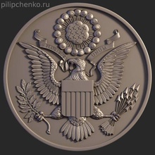 Excelente sello unido Arte Estados Unidos America logo símbolo Saco brazos 3d print model - Mito3D