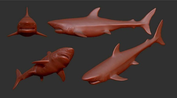 harika beyaz Köpekbalığı çeneler okyanus yaratıklar Sanat hayali efsaneler karakterler 3d print model - Mito3D