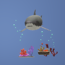 great white shark scene 3d print model - Mito3D