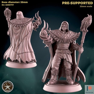 great wizard casting spell fantasy warcraft dnd miniature stl presupported model resin wow karazhan dungeon raid boss medivh mage druid sorcerer 3d print model - Mito3D