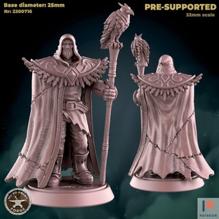 great wizard fantasy warcraft dnd miniature stl presupported model resin wow karazhan dungeon raid boss medivh mage druid sorcerer 3d print model - Mito3D