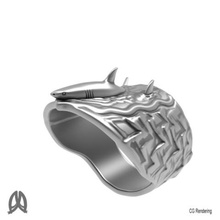 greatwhite polegar anel jóias tubarão 3d de 3d print model - Mito3D