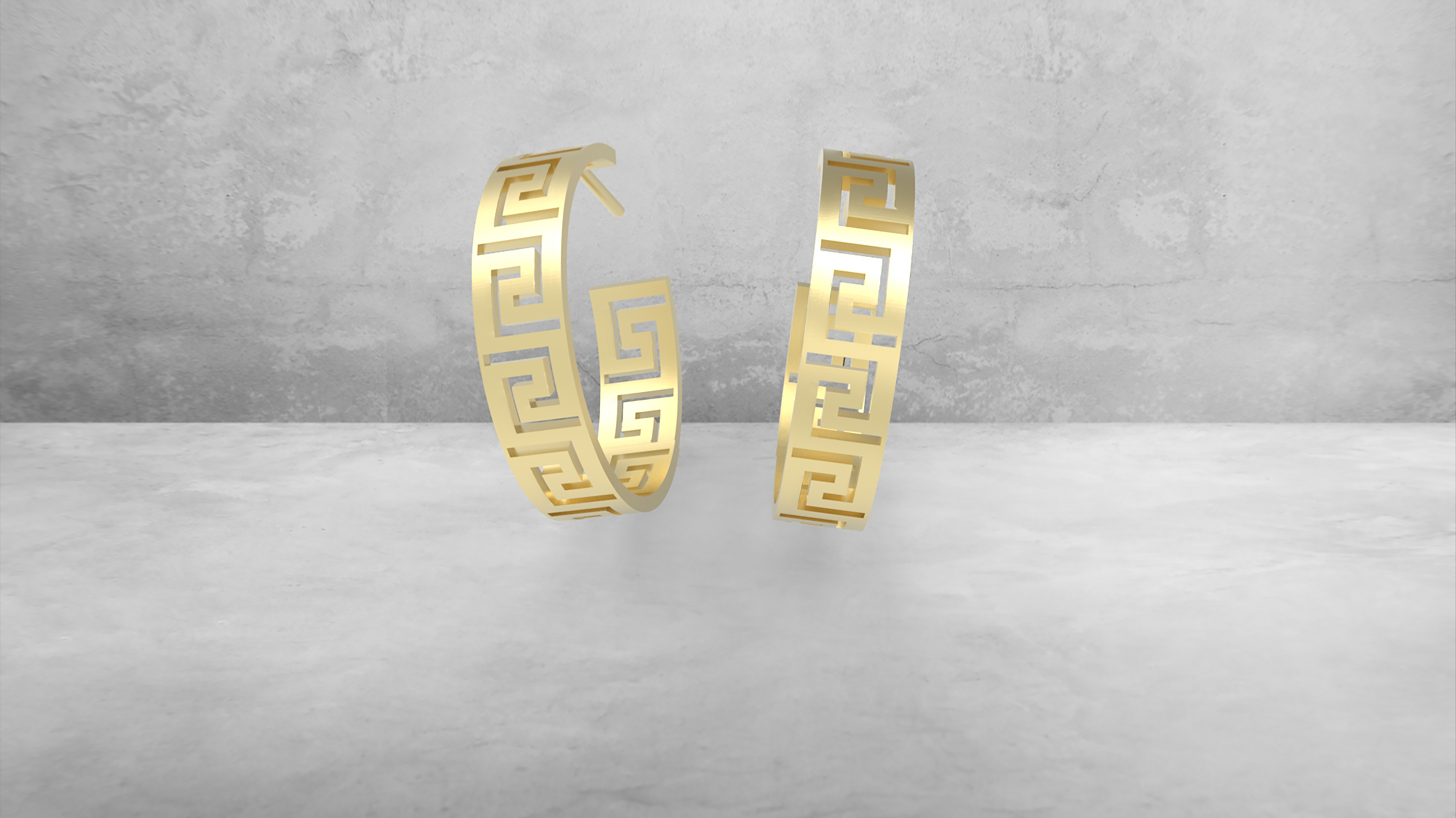greca pendientes aros anillos oro plata 3D print model - Mito3D