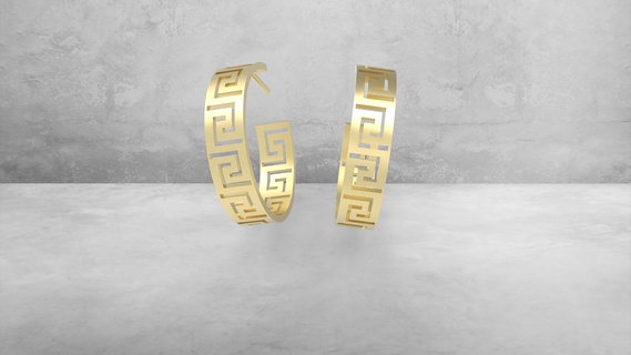 greca earrings hoops rings gold silver 3d print model - Mito3D