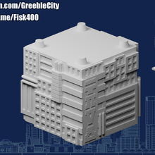 Greeblecity cyberpunk alto pilas piso arquitectura ciudad verde edificios estructuras 3d print model - Mito3D