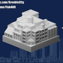 Greeblecity cyberpunk alto pilas arquitectura ciudad verde edificios estructuras 3d print model - Mito3D