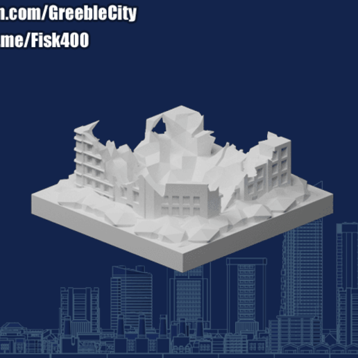 greeblecity small crater buildings_structures 3D print model - Mito3D