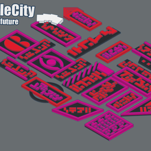greeblecitybits sinais futuro jogo brinquedo greebles greeble cyberpunk 3d print model - Mito3D