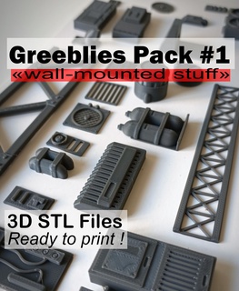 greeblies kit bashing pack 1 wall mounted stuff dreamofprops greeble model diorama 3d print model - Mito3D