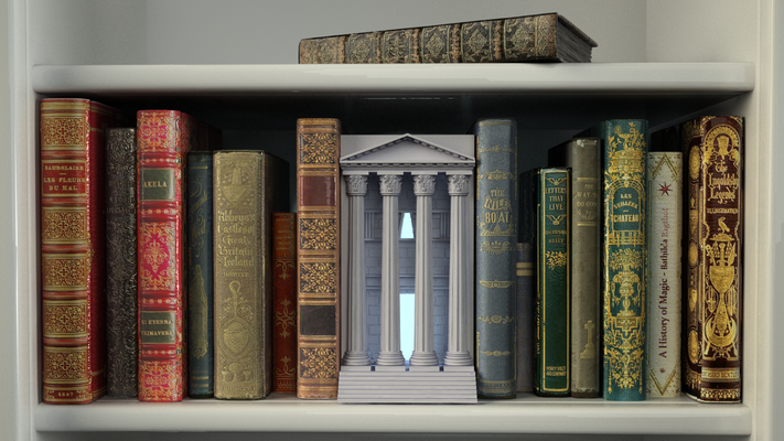 greek booknooks home ancient book bookend fun supportless europe library presupported crosslances librarian hellenic corintian iliade adissey odissea 3d print model - Mito3D