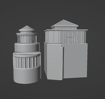 grego edifícios edifícios 3d arte hi poli videogame arquitetura 3d print model - Mito3D