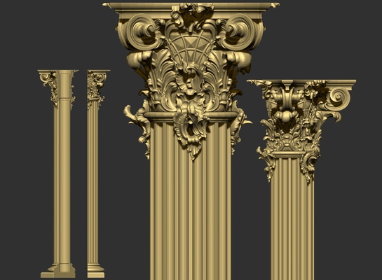 grego colunas clássico decoração 1 of coleção 90 peças 3d modelo arquitetônico esculpido mobília enfeite antigo pilar romano antiguidade parede arte decorativo cnc 3d print model - Mito3D