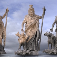 griechisch Statue 3 geleitet Hund 2 3d print model - Mito3D
