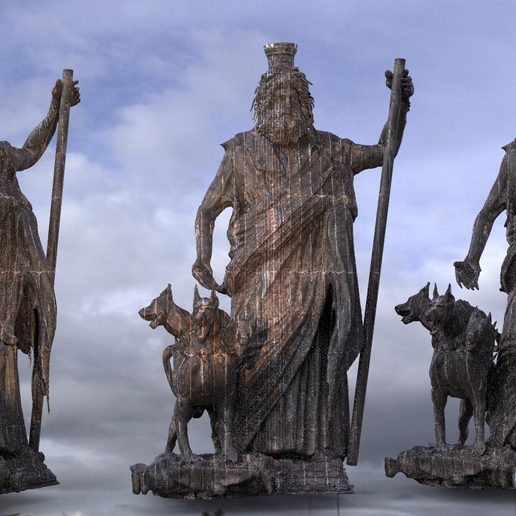 griego Dios estatua 3 membrete perro 4 3D print model - Mito3D