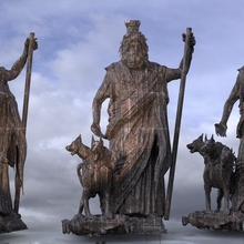 grec Dieu statue 3 tête chien 4 3d print model - Mito3D