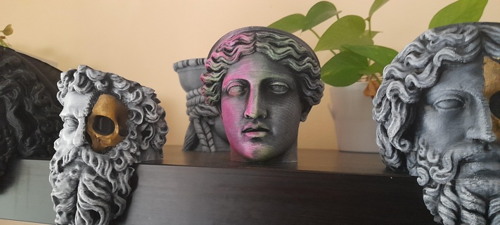 griechisch Göttin 2 Pflanzer Zuhause Haus Schädel Statue Mythologie Skulptur Pflanze Topf saftig 3d print model - Mito3D