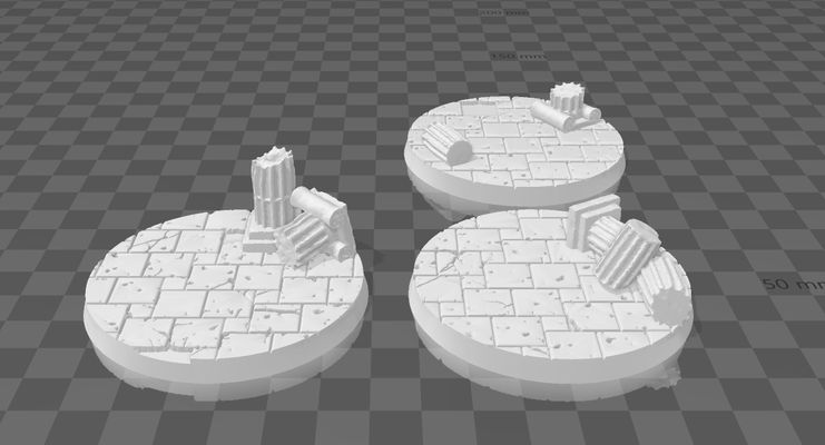 greek ruins columns 60mm base x 3 game table war game ruin colmns 3d print model - Mito3D