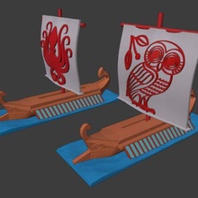 Yunan trireme oyun üçlü Galley 3d print model - Mito3D