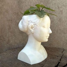 griego mujer cara maceta niña busto Arte planta suculento robert cactus drenaje 3d print model - Mito3D