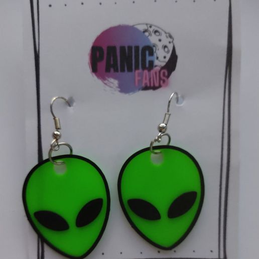 vert extraterrestres charme boucles d'oreilles clé anneaux 3D print model - Mito3D