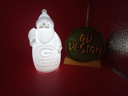 green bay packers christmas football santa light Various tealight reading party nightli ght office kids room art decor man cave she shed 3d print model - Mito3D