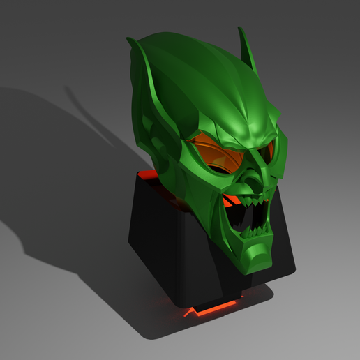 green goblin keykap cherry mx gooblin spider-man spiderman villain marvel comics chreeymx keycap mask 3D print model - Mito3D