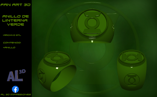 green lantern ring green lantern flashlight ring necklace keychain lamp  3d print model - Mito3D