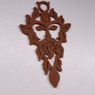green man pendant nature wood material ethnic jewelry jungle style art handmade wooden charm creative keychain key rings 3d print model - Mito3D