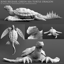 tortue de mer dragon jeu d&d la verte crocodile animal iguane marine l'eau le monstre miniature créature mini dessus table donjons dragons labradoritewolf mdn 3d print model - Mito3D