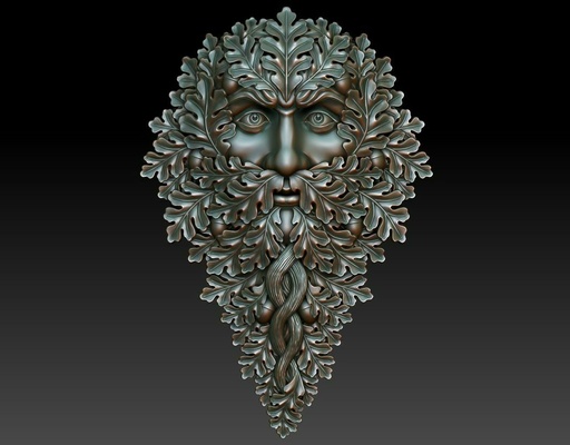 greenman 5 cnc printing relief decor milling jewelry artcam art engraving carved basrelief object walldecor medalion sculptures oak leaf acorn 3d print model - Mito3D
