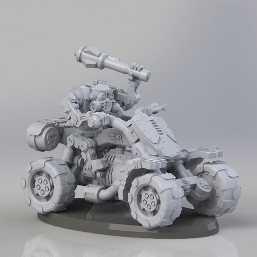 peaux vertes quad bicyclette marteau guerre warhammer40k 40k ork orques moto vélos culte of vitesse série speedf miniature wargaming 28mm 3D print model - Mito3D