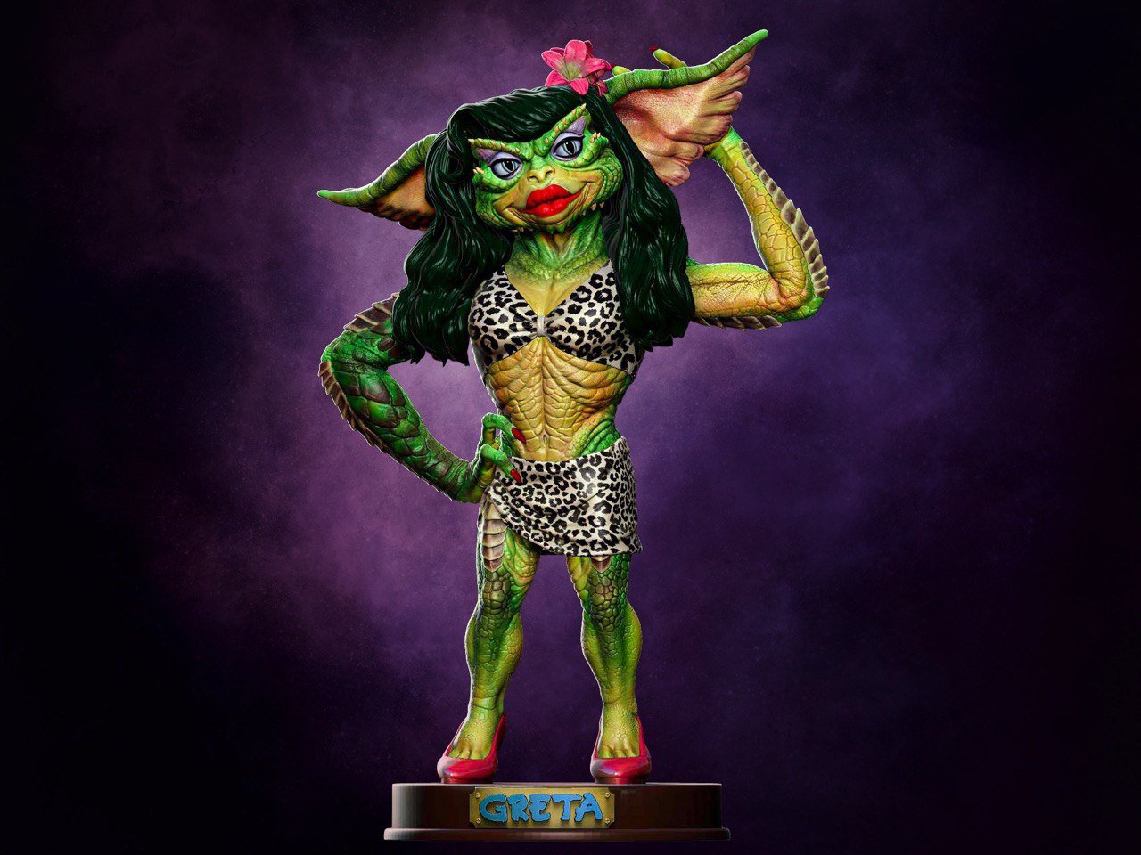 Greta Gremlin Hollywood Gremlins Figur Miniatur Film 3d drucken Statue Gizmo Spielzeug Tier Grusel Halloween Charakter Weihnachten Miniaturen Figuren 3D print model - Mito3D