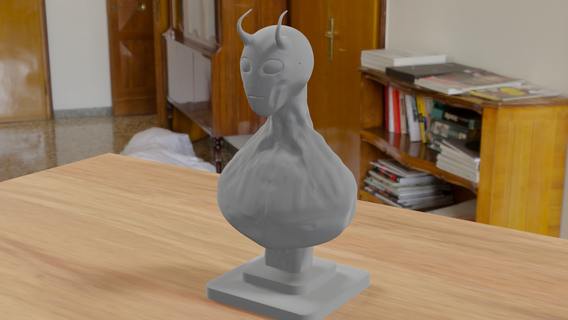 grigio alieno fallimento 3d Stampa modello testa extraterrestre sci fi grande occhi statua stampabile ros 3d print model - Mito3D
