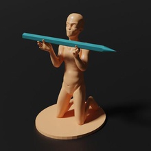 grey alien-Stift-Halter Mode Figur ufo Außerirdische Federhalter 3d print model - Mito3D
