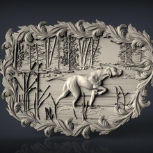 greyhound dog hunting scene frame cnc art 3d print model - Mito3D