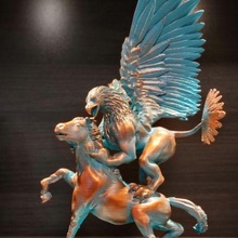 grifone attacco arte battaglia cavallo scultura sculture 3d print model - Mito3D
