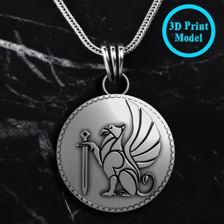 griffin hawk lion ancient pendant jewelry printable gold silver 3dsmax artist prototype stl necklace louts men pendants bird dragon necklaces 3d print model - Mito3D