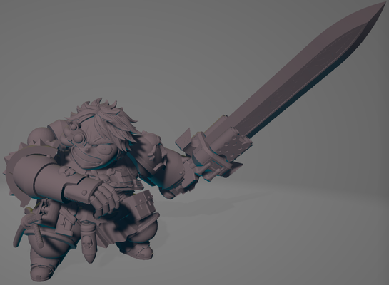 grimdark gnomes - captain kitbashed game squats dwarfs 40k warhammer kitbash votann space marine 3d print model - Mito3D