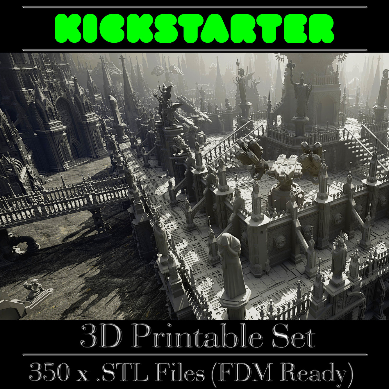 Grimdark arazi önemli paketlemek Bedava örneklem Kickstarter oyun Warhammer 50k Uzay deniz temel masaüstü modüller tabanca katedral kule uzay istasyonu sahne bilimkurgu tuğla 28mm 32mm Steampunk minis savaş oyunları 3D print model - Mito3D