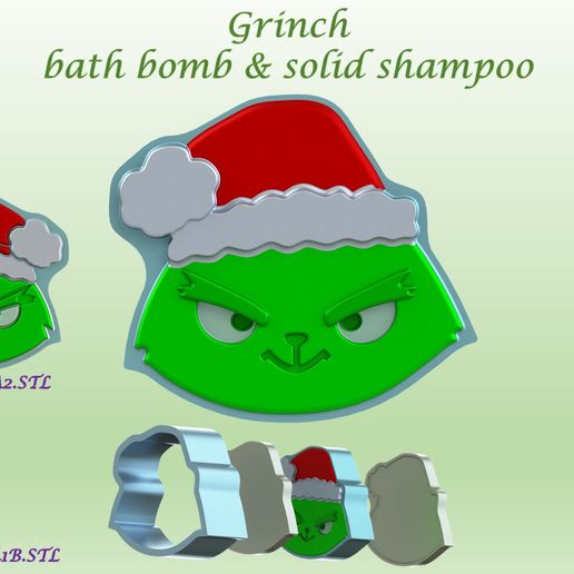 grinch mold bath bomb solid shampoo molds mould press christmas cute 3D print model - Mito3D