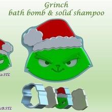 Grinsch Schimmel Bad Bombe solide Shampoo Formen Drücken Weihnachten niedlich 3d print model - Mito3D
