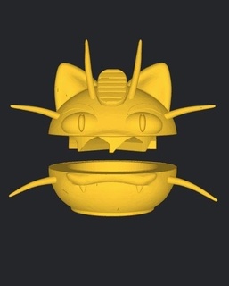 grinder meowth pokemon grinderking 110x66x74mm ready print - site easy 3d print model - Mito3D