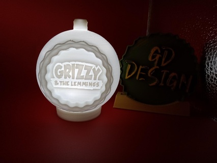 grizzy lemmings Navidad ornamento te ligero giro bloquear gorra leyendo partido Luz noche oficina niños habitación Arte decoración hombre cueva cobertizo dibujos animados 3d print model - Mito3D